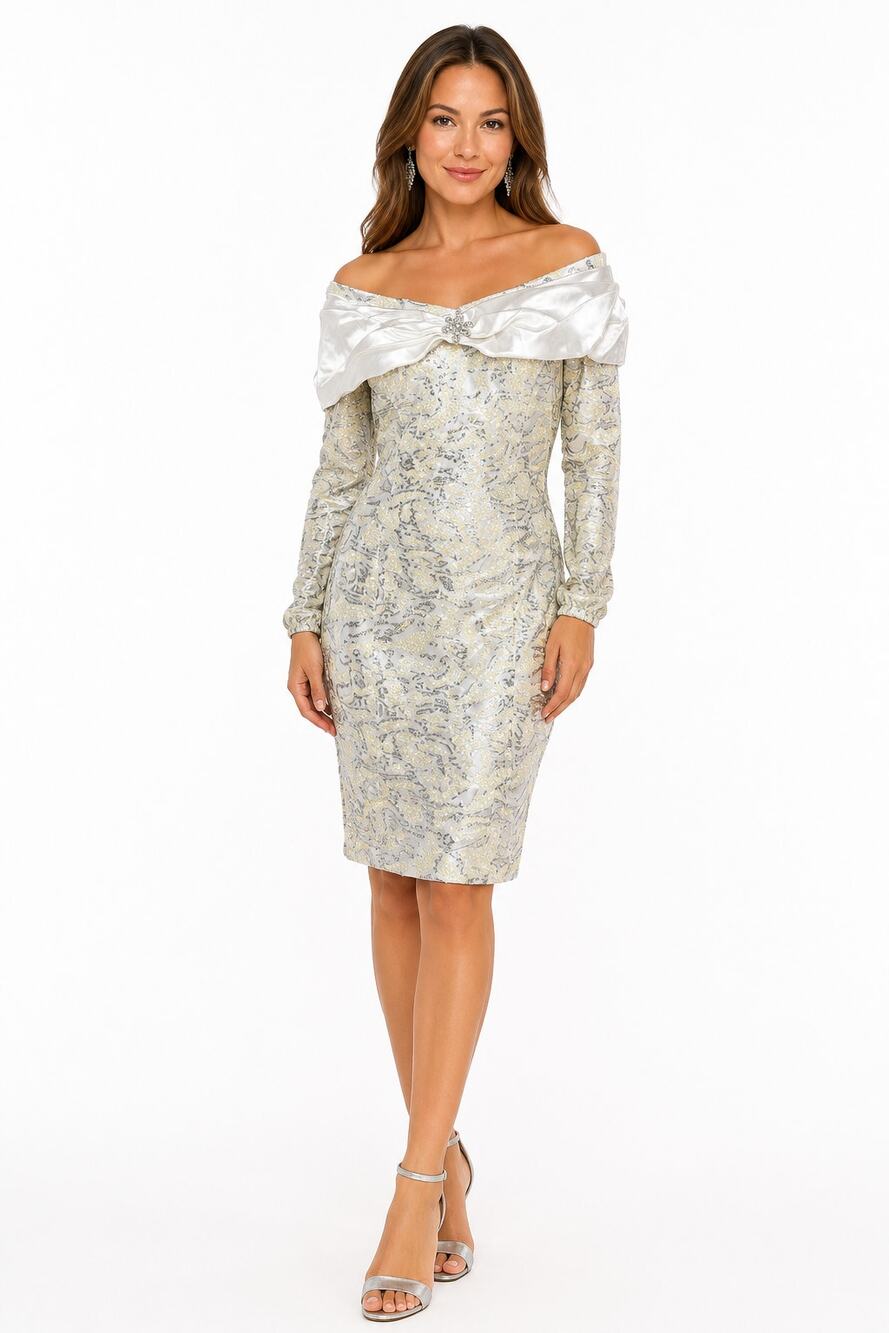 Vt 80s Mob Wife Metallic Glitter Animal Striped Long Sleeved Maximalism Dress